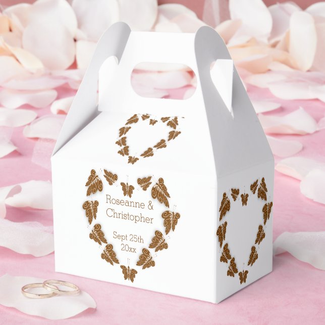 Chocolate Coloured Butterflies Design Wedding Favour Box (Wedding)