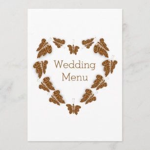 Chocolate Coloured Butterflies Design Wedding Menu