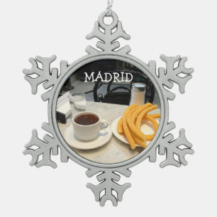 chocolate con churros snowflake pewter christmas ornament