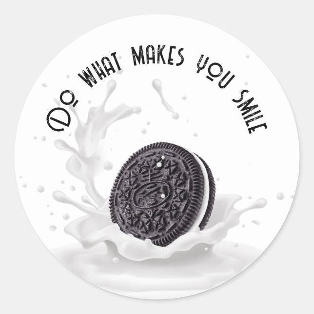 Chocolate Cookie in Milk Splash Classic Round Sticker (Front)