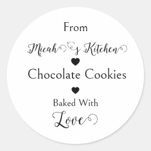 Chocolate Cookies Baked with Love Modern Simple Classic Round Sticker