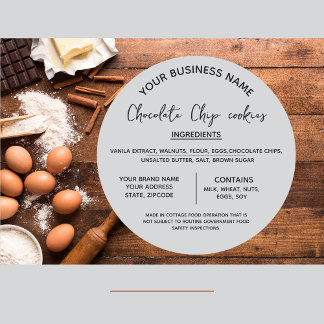 Chocolate cookies ingredients list  business  classic round sticker