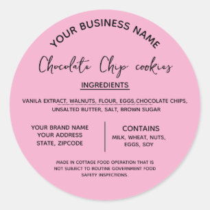 Chocolate cookies ingredients list business classic round sticker