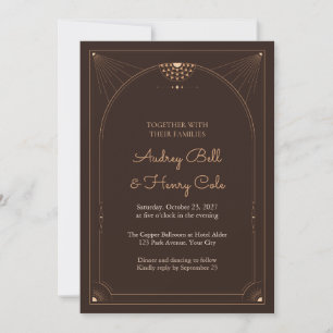Chocolate Copper Deco Arch Wedding Invitation