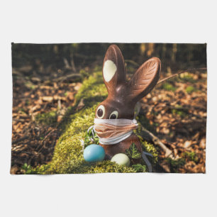 Chocolate Corona Easter Bunny Tea Towel