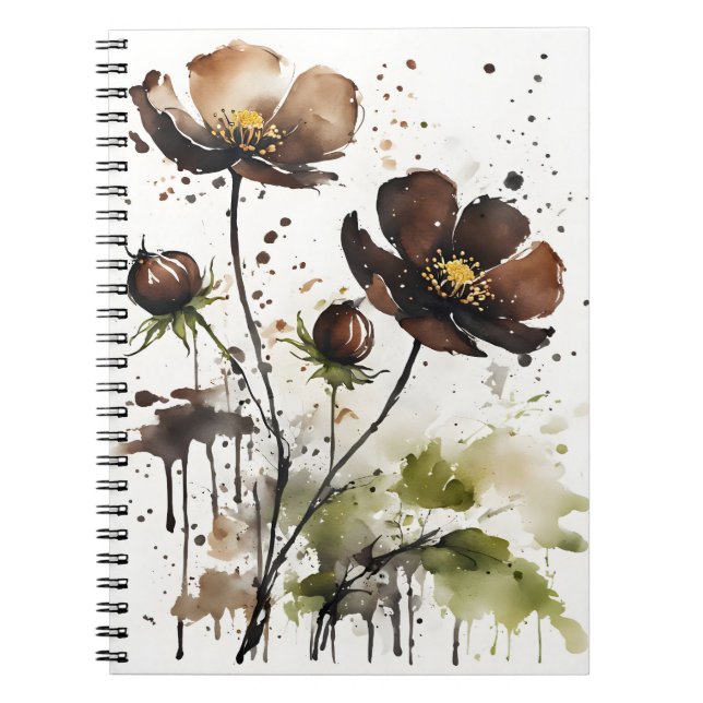 Chocolate cosmos - Watercolor flowers Notebook (Front)