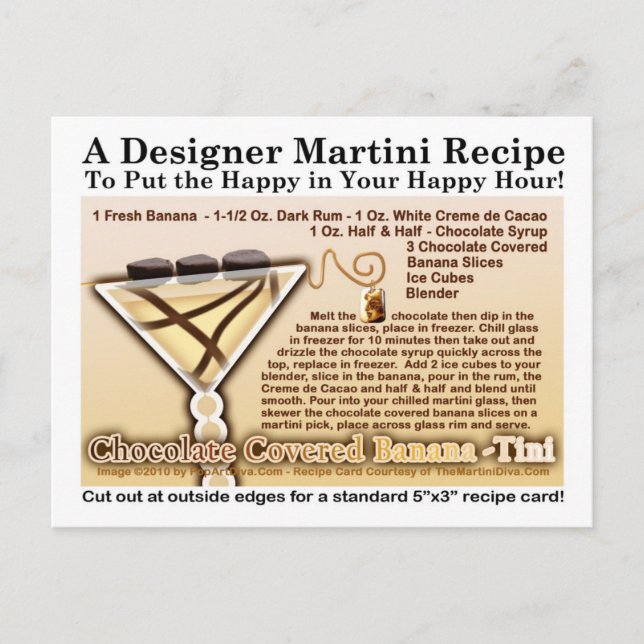 Chocolate Covered Banana Martini Recipe Postcard (Front)
