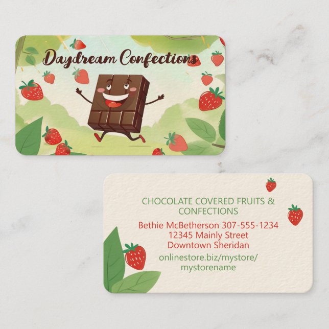 chocolate covered dipped strawberry confections business card (Front/Back)