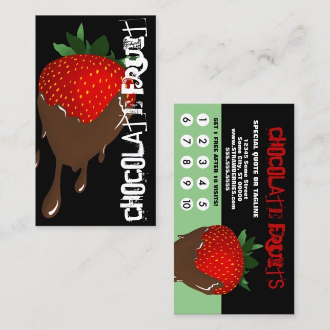 chocolate covered fruit grunge loyalty card (Front/Back)