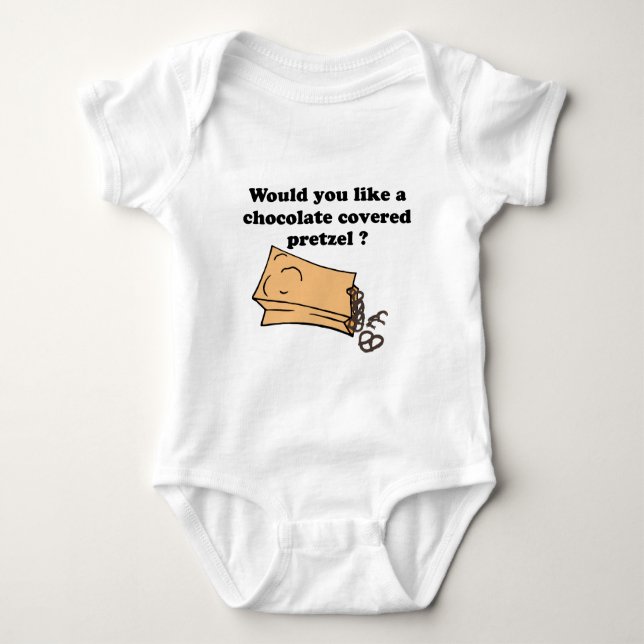 chocolate covered pretzels baby bodysuit (Front)