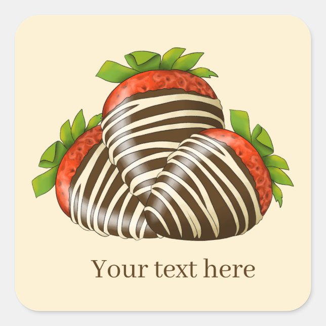 chocolate covered strawberries add text square sticker (Front)