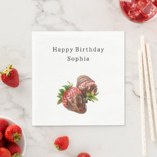 Chocolate Covered Strawberries Birthday Napkin