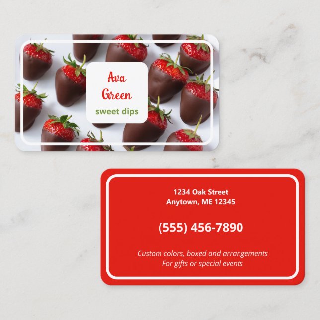 Chocolate-Covered Strawberries Business Card (Front/Back)
