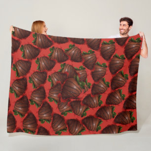 Chocolate Covered Strawberries Fleece Blanket