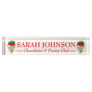 Chocolate Covered Strawberry Chocolatier Chef Nameplate