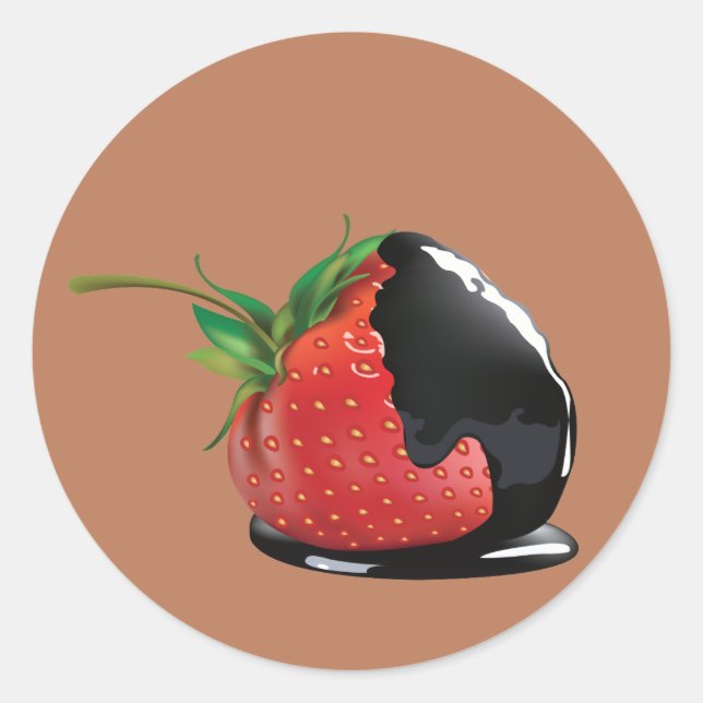 Chocolate Covered Strawberry Classic Round Sticker (Front)