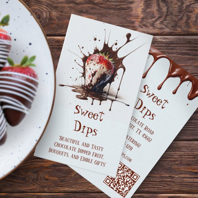 Chocolate Covered Strawberry Drips Business Card (Chocolate Covered Strawberry Drips Business Card)