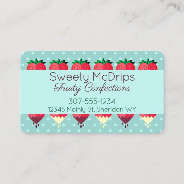 chocolate covered strawberry fruit confections business card (Front)
