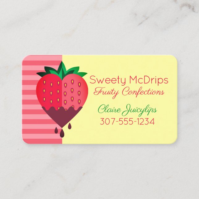 chocolate covered strawberry fruit confections business card (Front)