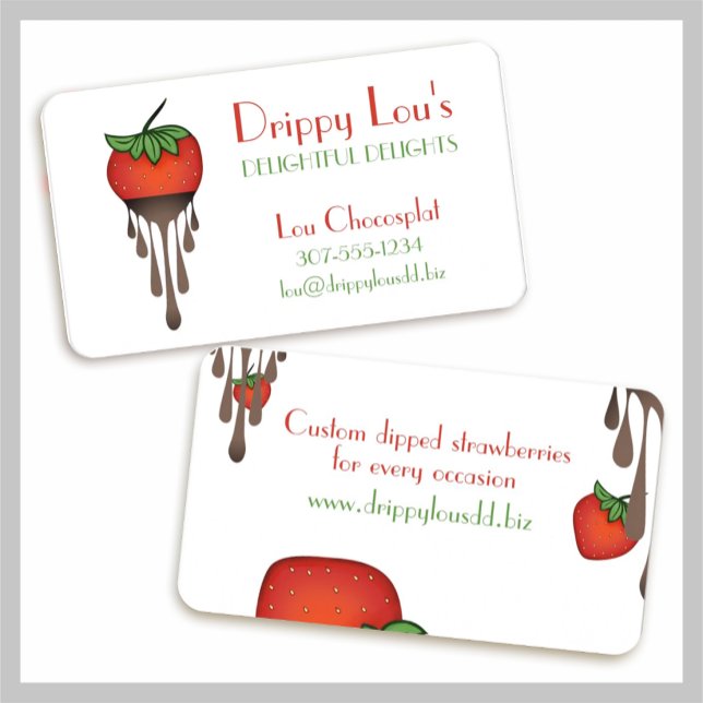Chocolate covered strawberry fruit confections business card (Creator Uploaded)