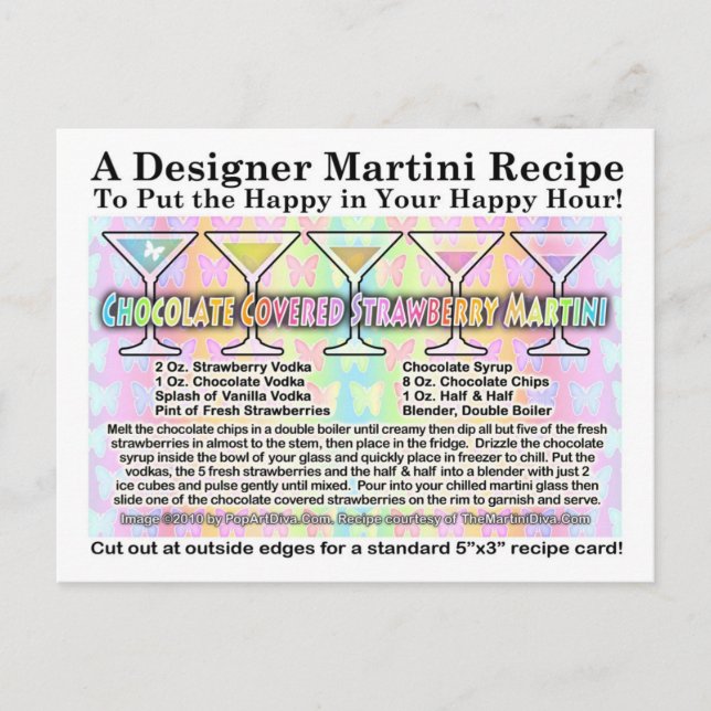 Chocolate Covered Strawberry Martini Recipe Postca Postcard (Front)