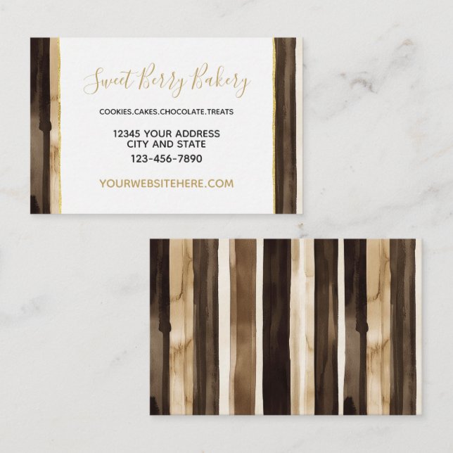 Chocolate Cream Brown Stripes Business Card (Front/Back)