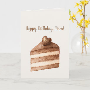 Chocolate Cream Cake Heart Birthday Card