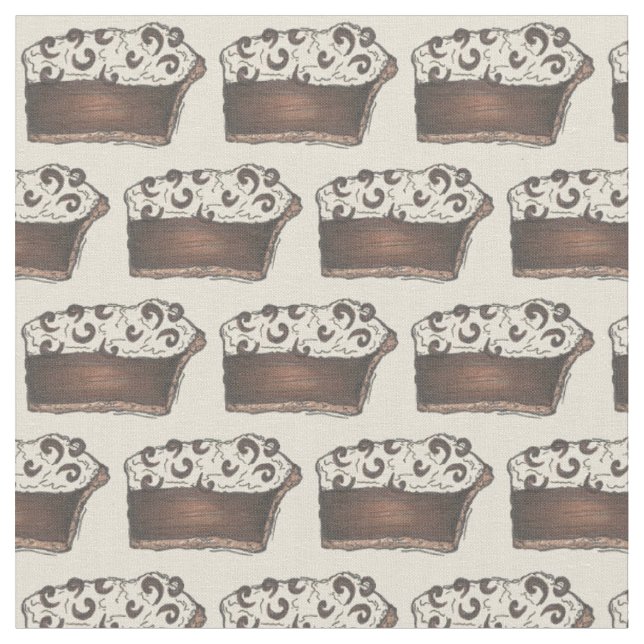 Chocolate Cream Pie Slice Dessert Food Fabric (Close Up)
