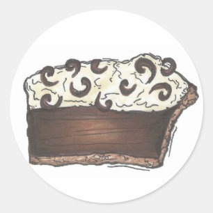 Chocolate Cream Pie Slice Foodie Baking Dessert Classic Round Sticker