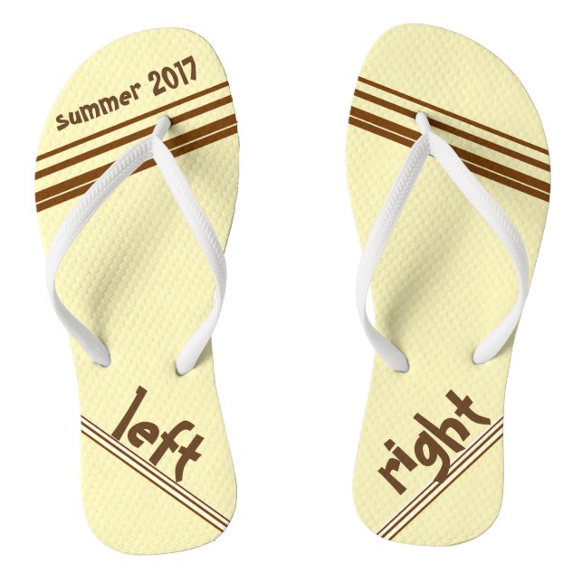 Chocolate Cream Stripe Left and Right Jandals (Footbed)