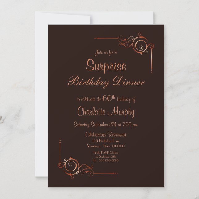 Chocolate & Cream Surprise 60th Birthday Dinner Invitation (Front)