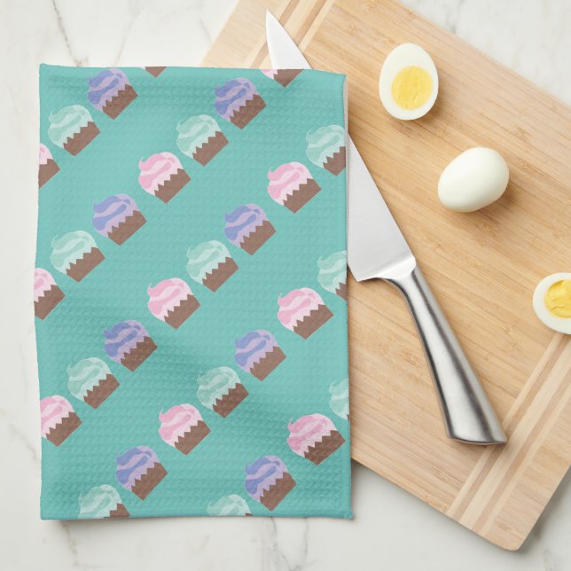 Chocolate Cupcake Baker Kitchen Tea Towel (Quarter Fold)