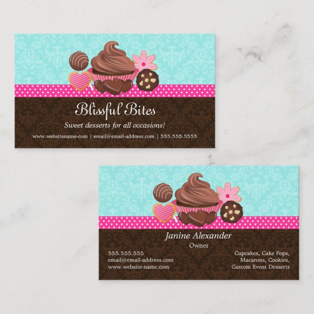 Chocolate Cupcake Cake Pops Cookies Desserts Business Card (Front/Back)