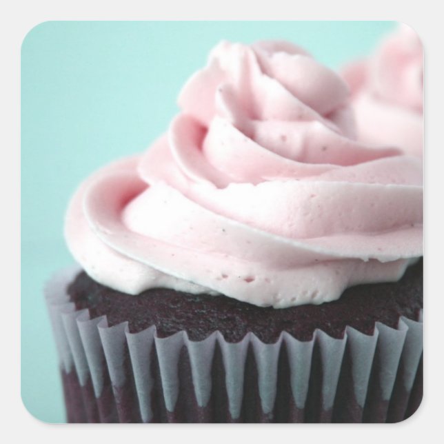 Chocolate Cupcake Pink Vanilla Frosting Square Sticker (Front)