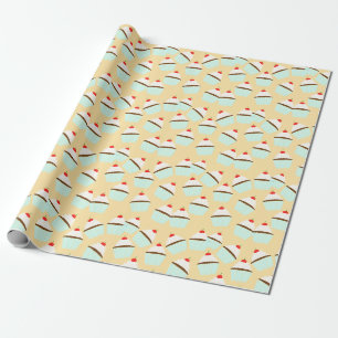 Chocolate Cupcake With Cream And Cherry On top Wrapping Paper