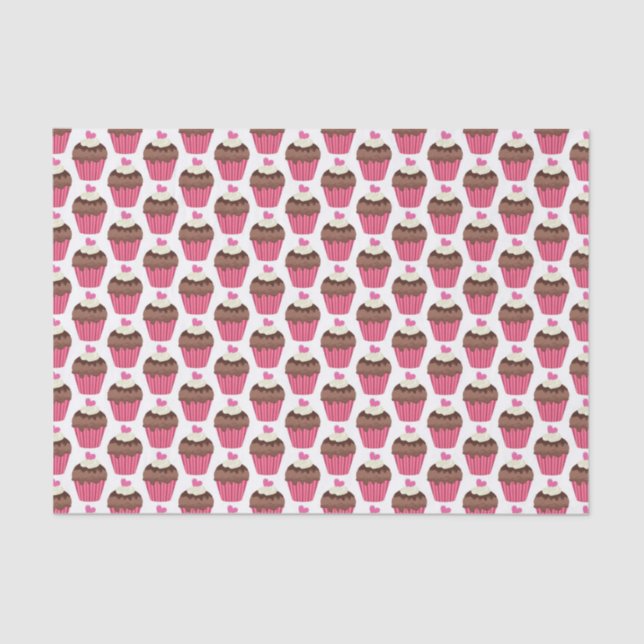 Chocolate Cupcakes Repeat Pattern Tissue Paper (Front)