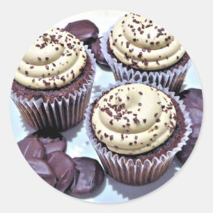 Chocolate Cupcakes White Icing Classic Round Sticker