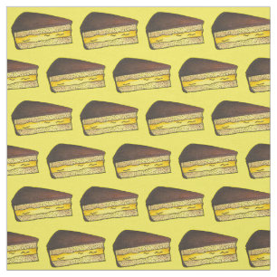 Chocolate Custard Boston Cream Pie Slice Dessert Fabric