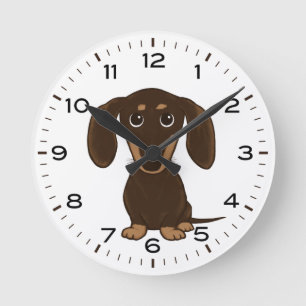 Chocolate Dachshund Cute Wiener Dog Round Clock