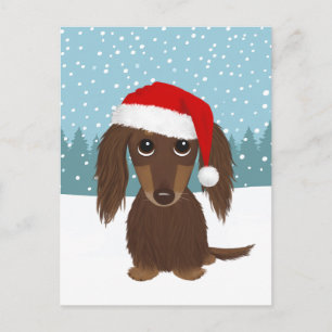 Chocolate Dachshund Holiday Pet Dog Custom Postcard