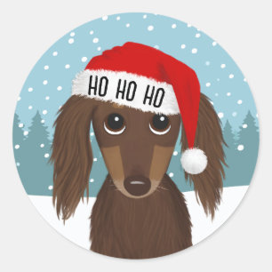 Chocolate Dachshund Santa Cute Wiener Dog Custom Classic Round Sticker