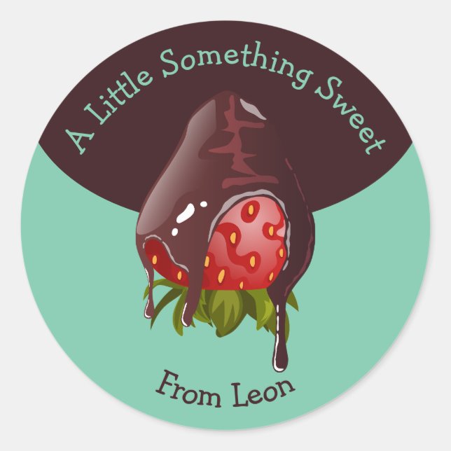 Chocolate Dip Strawberry Just Something Sweet Mint Classic Round Sticker (Front)