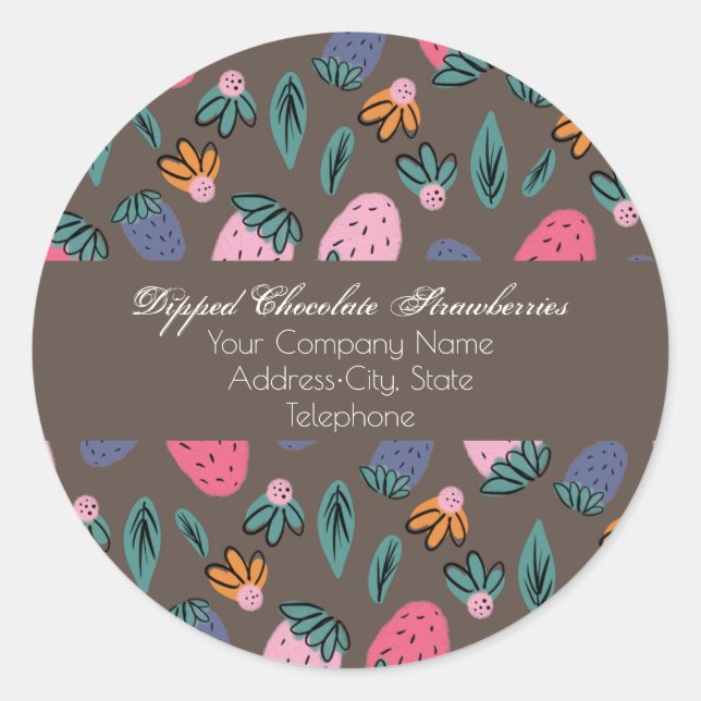 Chocolate Dipped Strawberries Business Pattern Classic Round Sticker (Front)