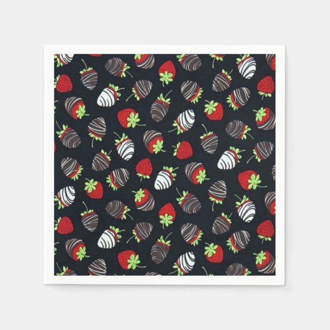 Chocolate Dipped Strawberries Pattern Napkins (Front)