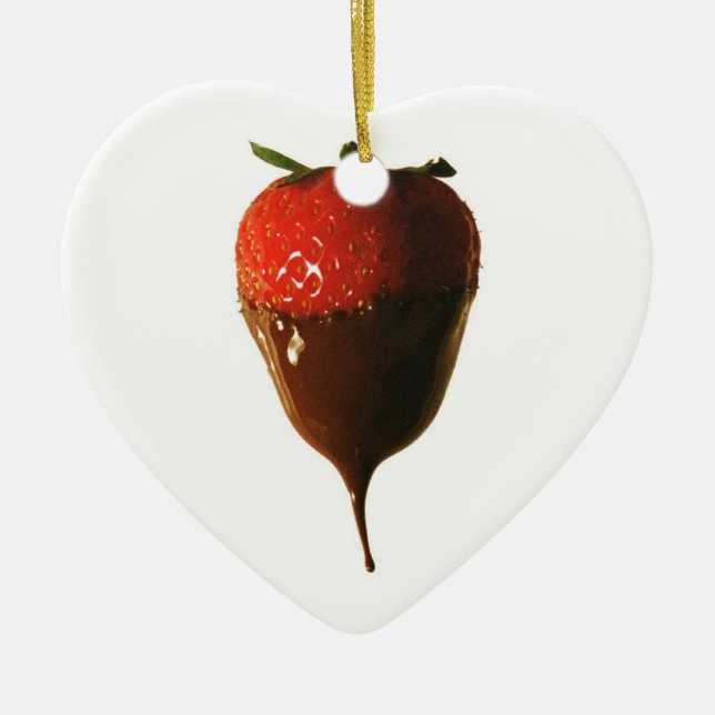 Chocolate dipped strawberry ceramic tree decoration (Front)