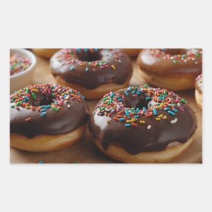 Chocolate Donuts Rectangular Sticker