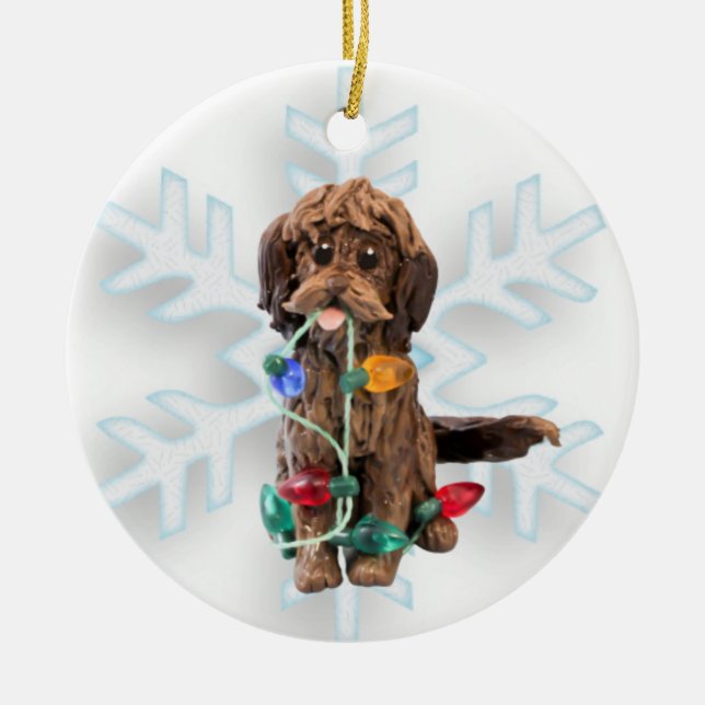 Chocolate Doodle Dog Ornament (Front)