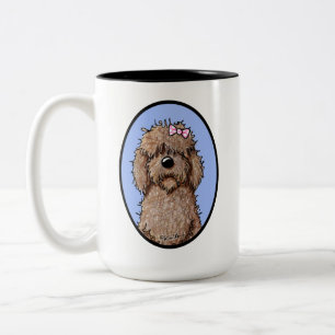 Chocolate Doodle Girl Goldendoodle Dog Art Mug