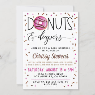 Chocolate Doughnut Baby Sprinkle Shower Invitation