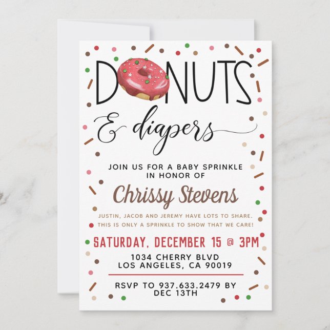 Chocolate Doughnut Baby Sprinkle Shower Invitation (Front)